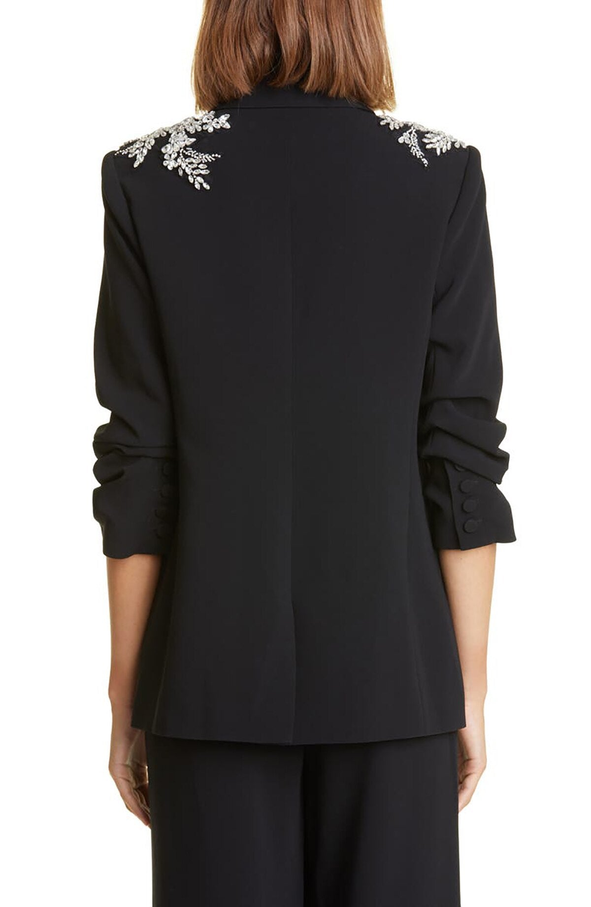 Trajes de pantalón negros para mujer para boda con cuentas de cristal, traje de madre de la novia, blazer para fiesta de noche, ropa formal 