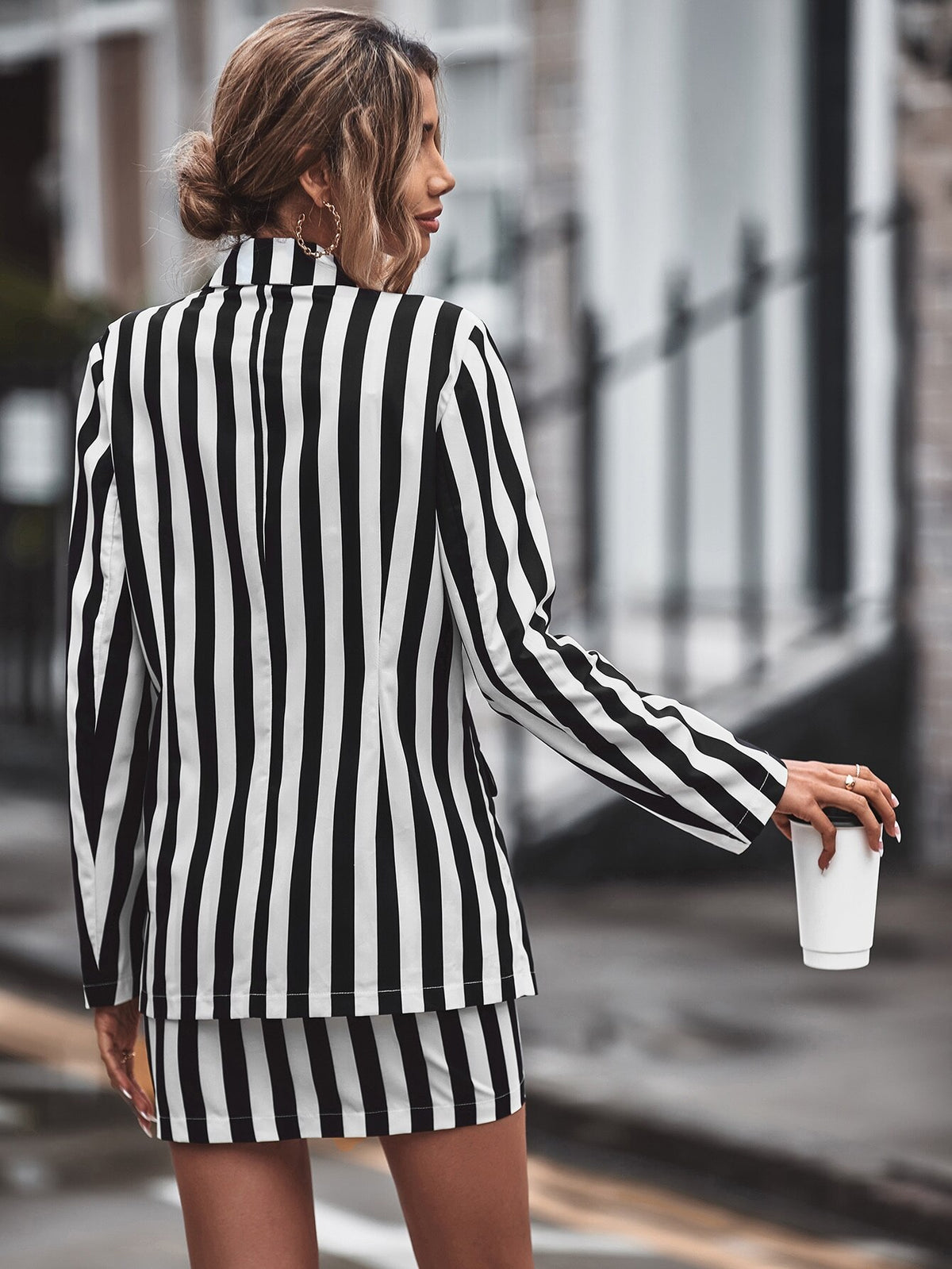 Spring Black White Striped Women Skirt Suit Celebrity Mother of the Bride Evening Party Wedding Formal 2 Pieces