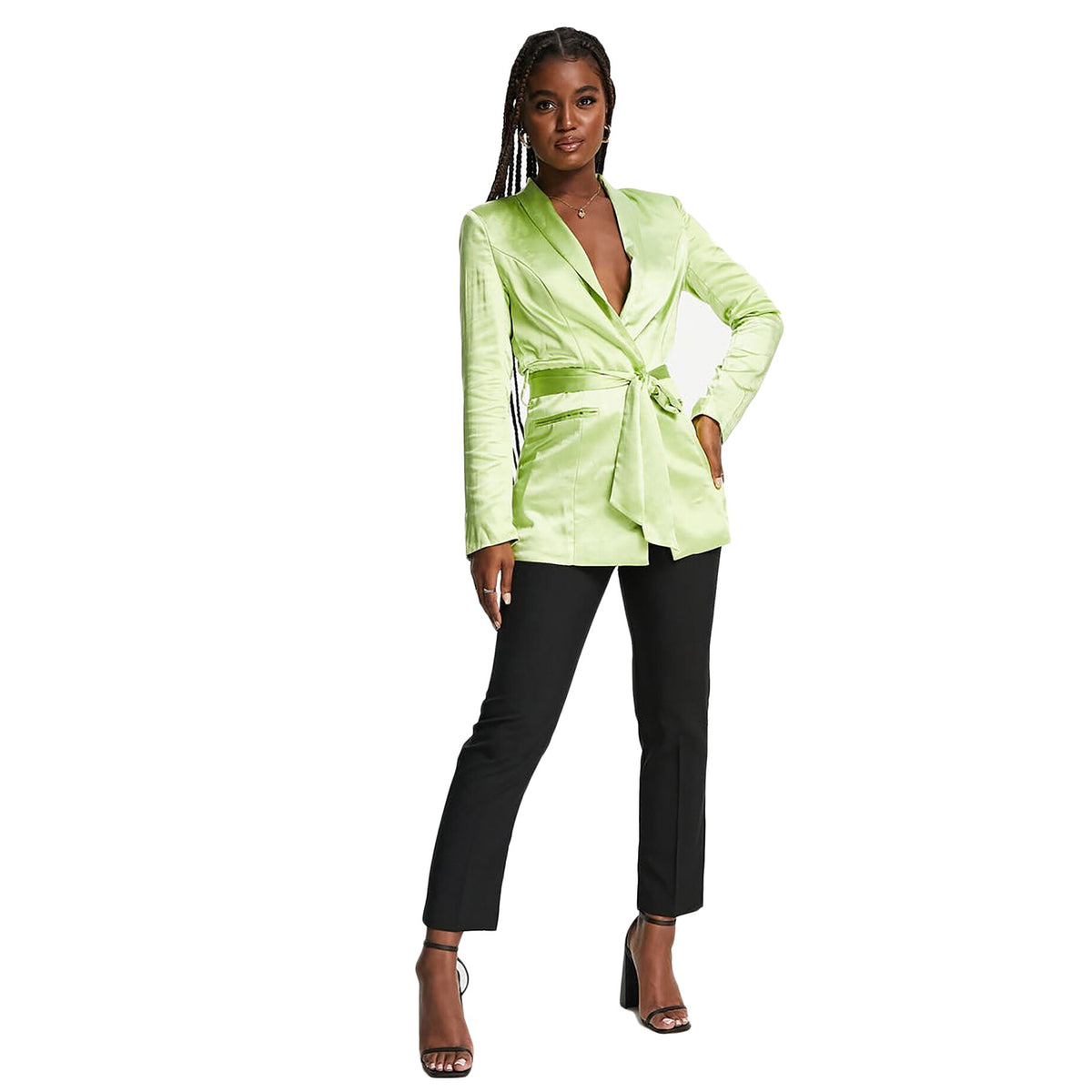 Blazer de printemps vert vif pour femme, coupe slim, pour mariage, soirée, mère de la mariée 