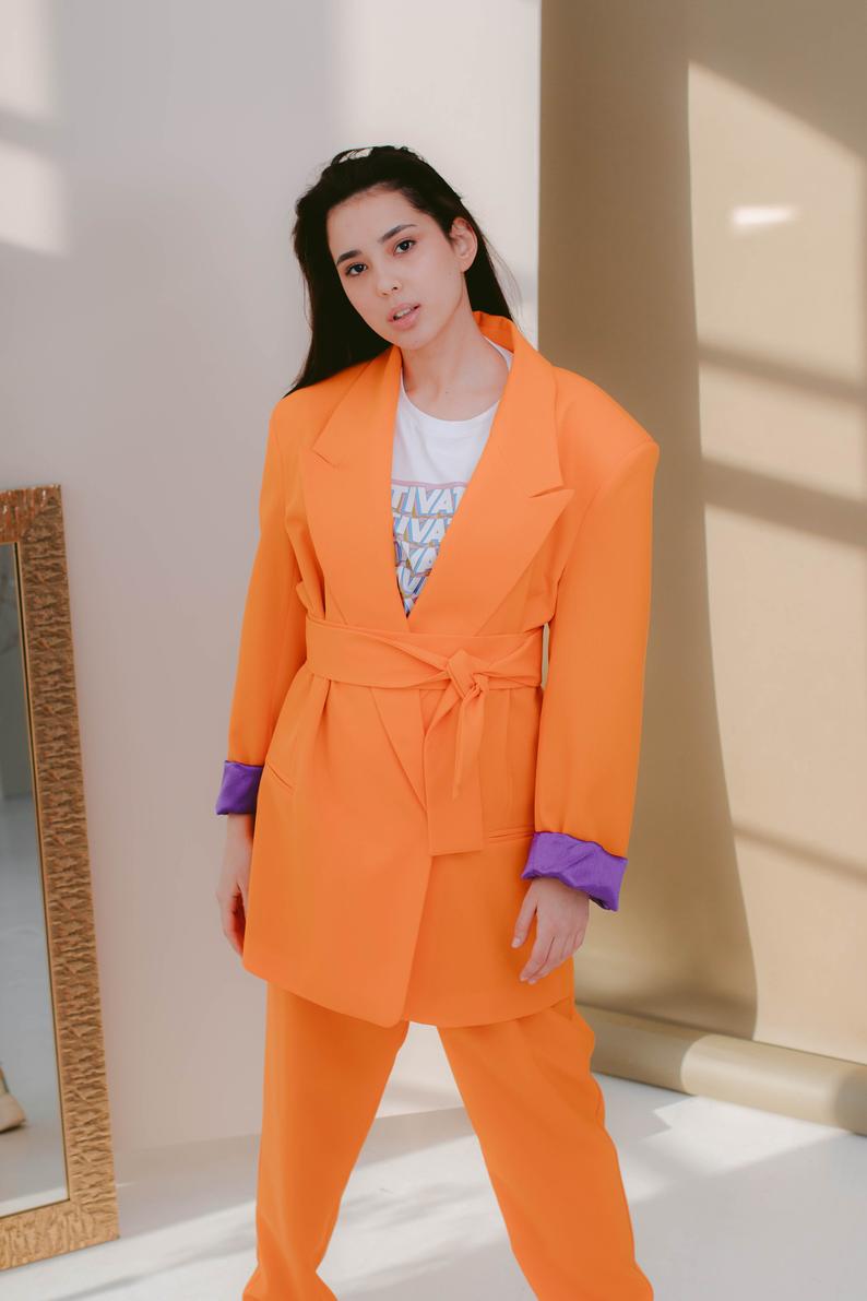 Traje de pantalón para madre de la novia, color naranja brillante, para primavera, para mujer, para fiesta de noche formal, esmoquin, ropa de trabajo formal para boda, 2 piezas 