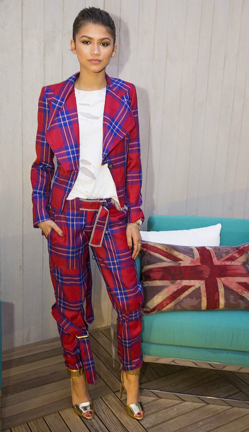 Conjunto de 2 piezas de chaqueta y abrigo rojo para mujer, estilo informal, de manga larga y pantalón para oficina. 