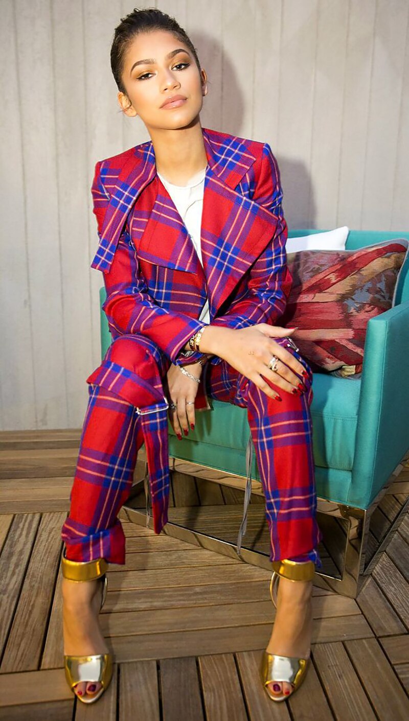 Conjunto de 2 piezas de chaqueta y abrigo rojo para mujer, estilo informal, de manga larga y pantalón para oficina. 