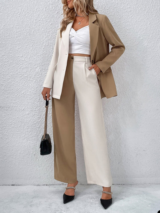 Spring Color Matching Women Pants Suit Mother of the Bride Summer Wear Evening Party  Wedding Formal 2 Pieces