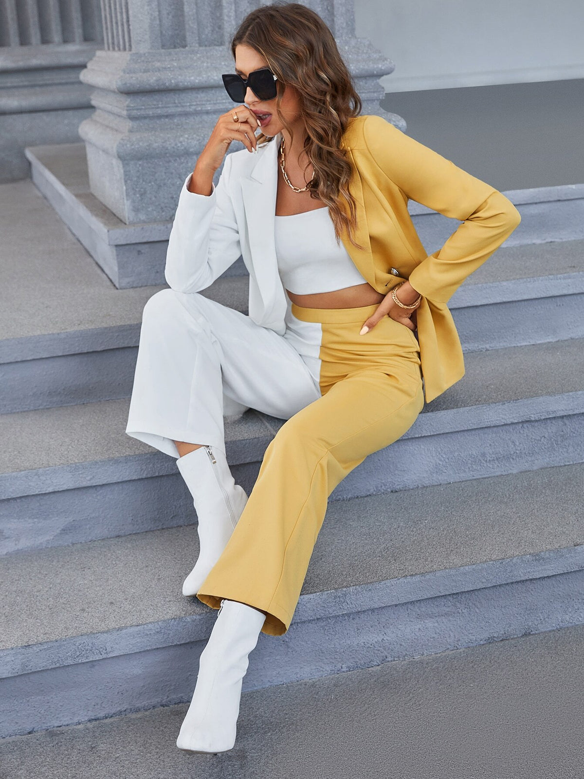 Ensemble 2 pièces pour femme, pantalon assorti, tenue de soirée, de mariage, de soirée, de mère de la mariée 