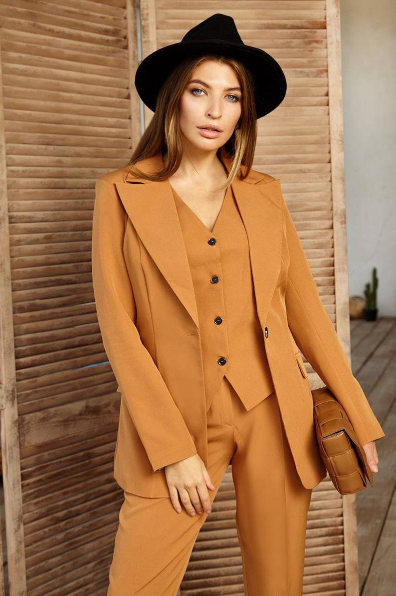 Trajes de pantalón para madre de la novia de primavera para mujer, esmoquin formal para fiesta de noche, ropa de trabajo formal para boda, 3 piezas 