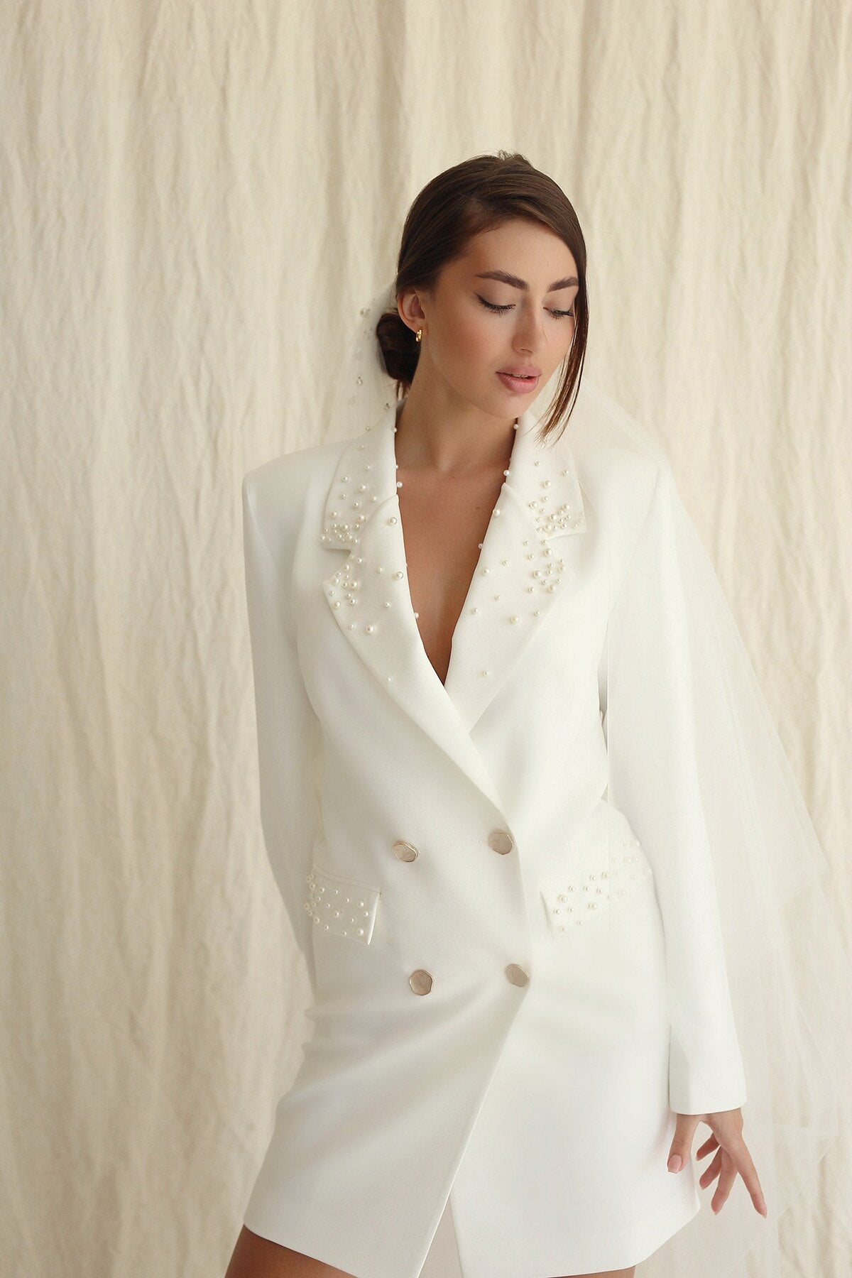 Wedding Women Blazer Pearls Beading Mother of the Bride Dressing Evening Party Jacket Guest Wear One Piece