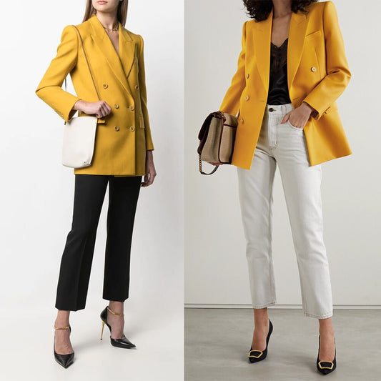 Women Blazer Coat Yellow Custom Made Tuxedos Evening Party Slim Formal Wear For Wedding One Piece