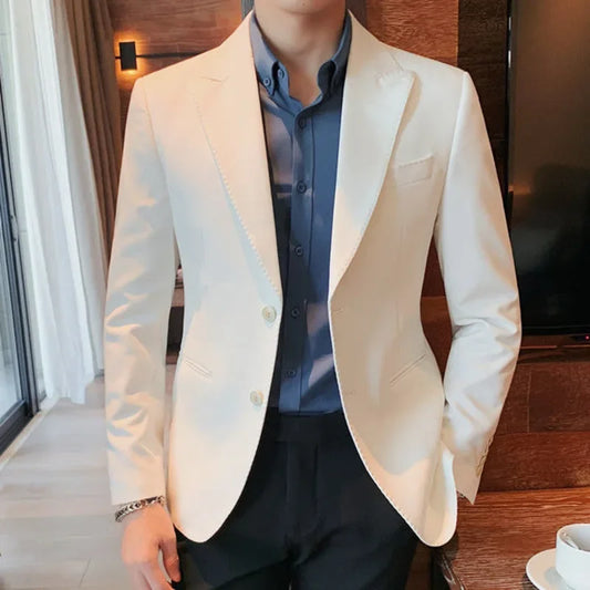 Men's Slim Fit Two Button Green Blazer Lapel Casual Jacket