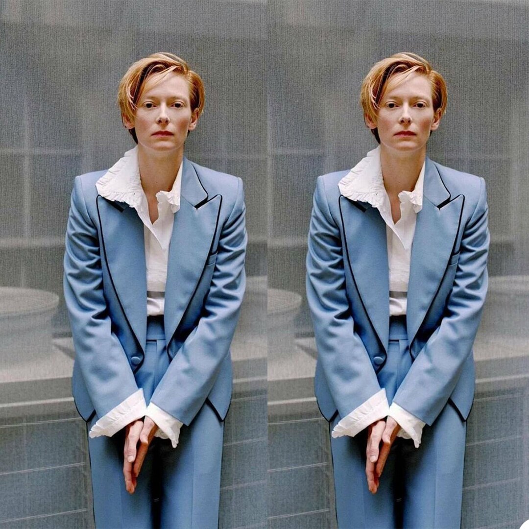 Costume bleu pour femme, ensemble 2 pièces pour mère de la mariée, tenue de soirée ample, smoking formel 