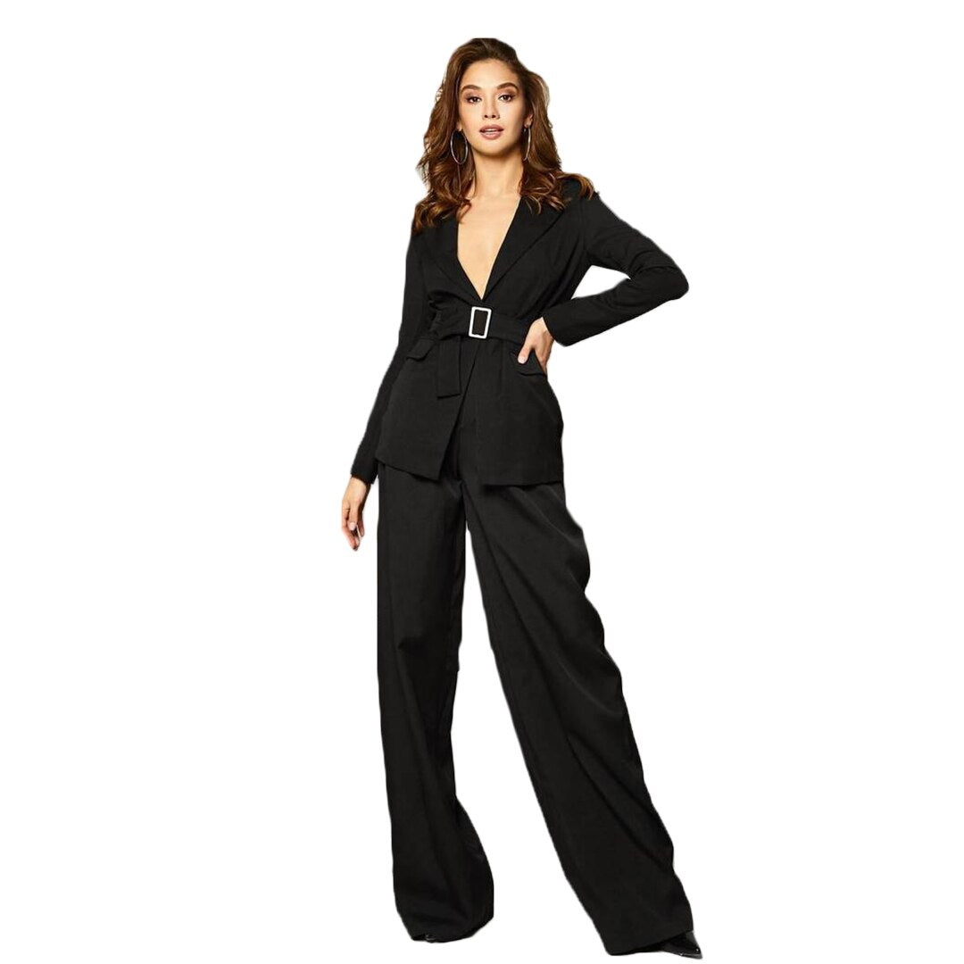 Leisure Loose Women Pants Suit Black Girls Ladies Formal Evening Party Tuxedos Work Wear For Wedding 2 pcs