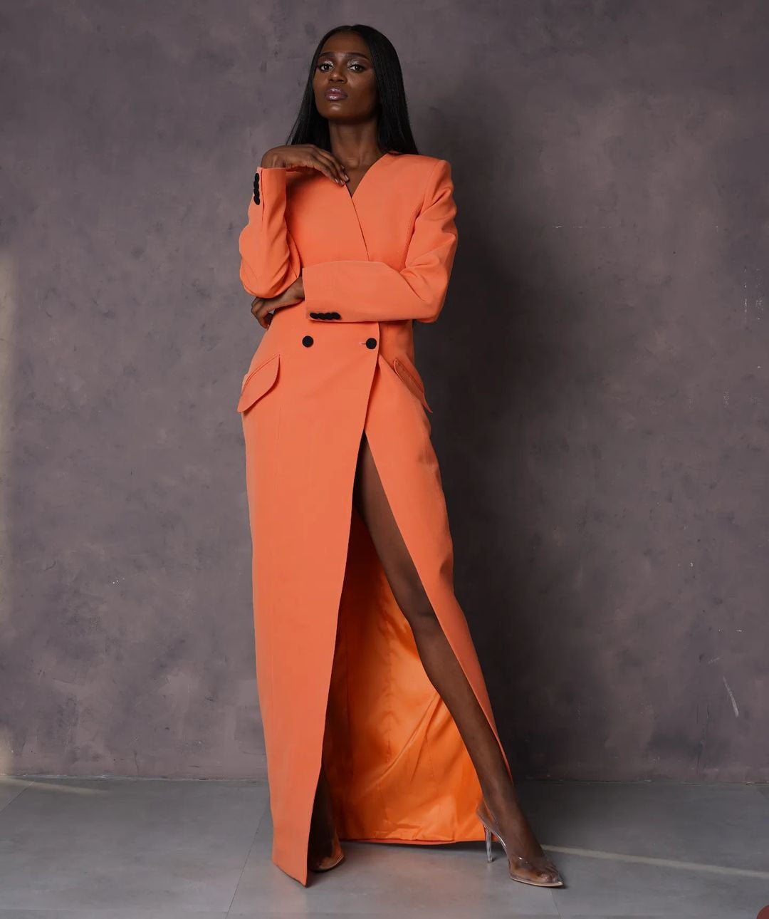 Blazer long de printemps pour femme, haut pour femme d'affaires, tenue de loisirs, manteau croisé, 1 pièce, robe de soirée formelle, personnalisable 