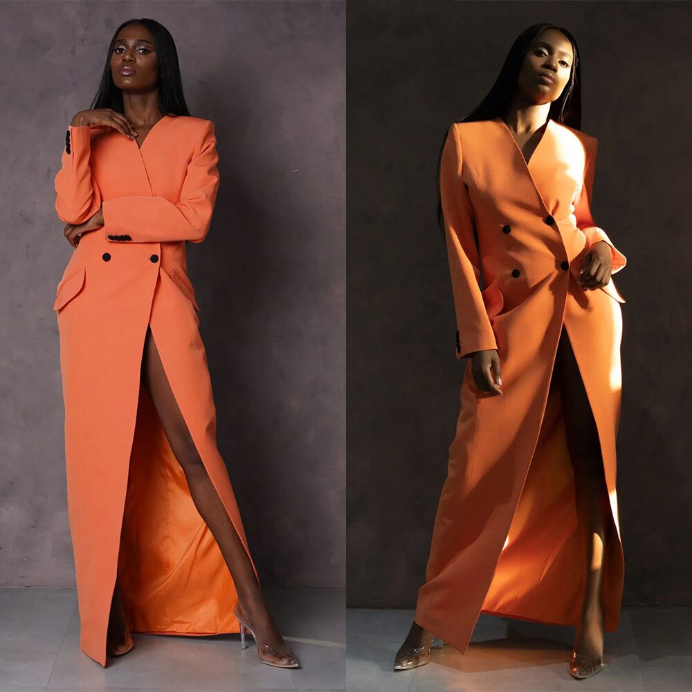 Blazer long de printemps pour femme, haut pour femme d'affaires, tenue de loisirs, manteau croisé, 1 pièce, robe de soirée formelle, personnalisable 