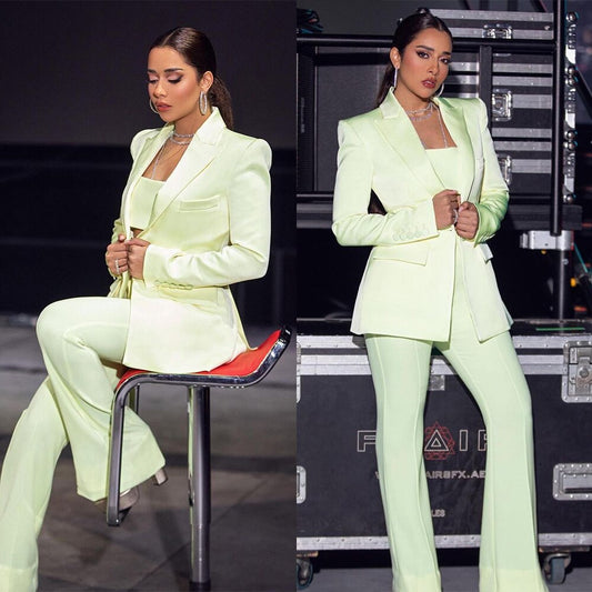 Conjunto de 2 piezas de pantalón y blazer para madre de la novia, color verde menta, para celebración callejera, fiesta de noche, graduación y boda 