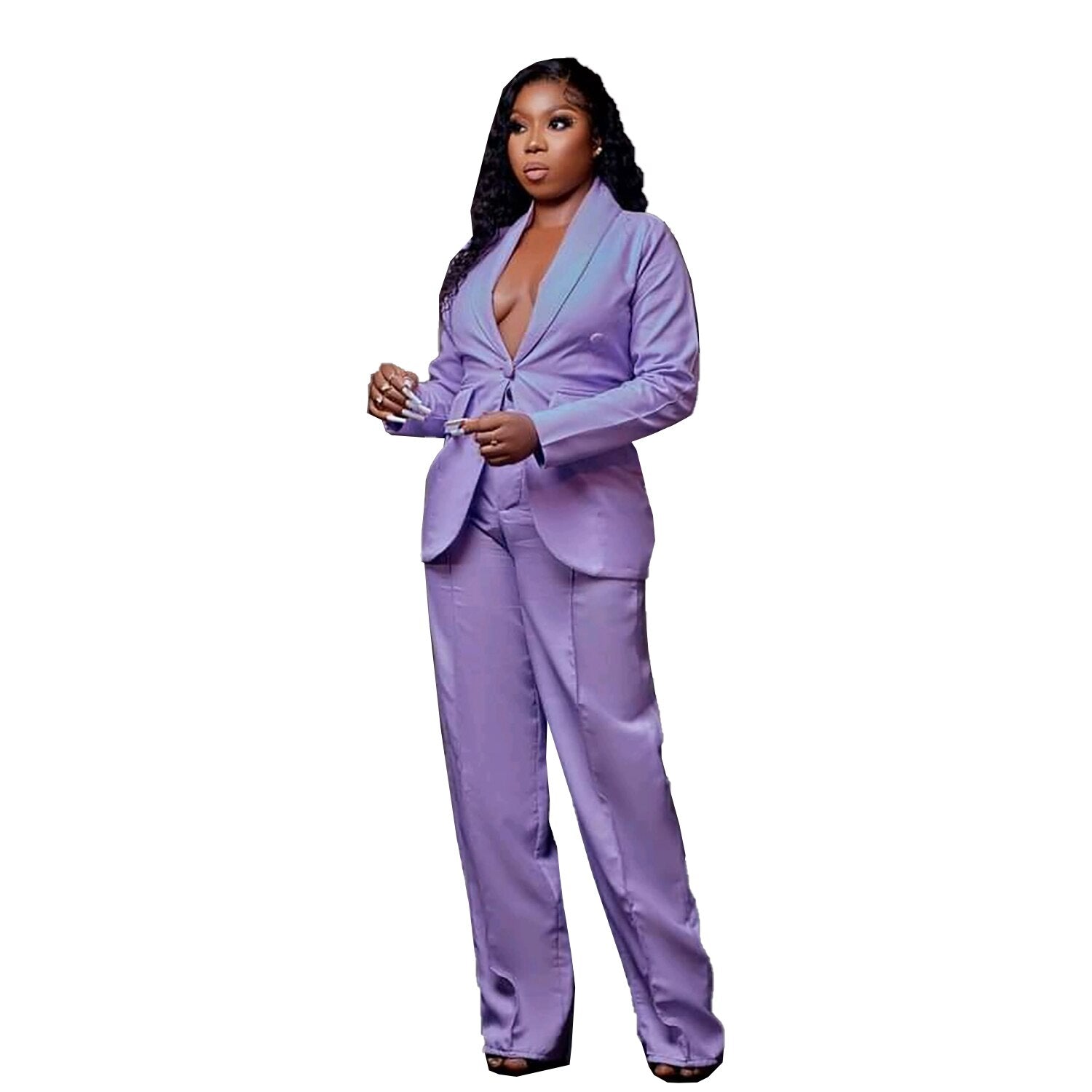 Plus Size Purple Women Pants Suits Loose Outfits Evening Party Mother of the Bride Wedding Formal 2 Pieces