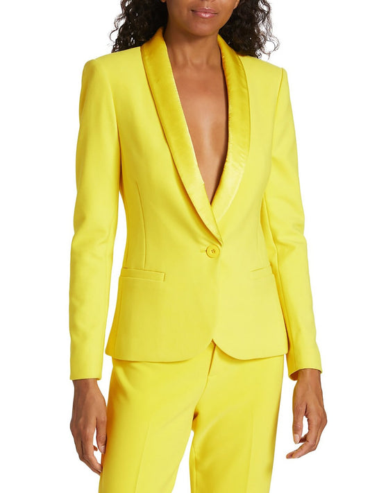 Costume de printemps en satin jaune doux pour femme, ensemble 2 pièces pour mère de la mariée, blazer de soirée, tenue d'invité 