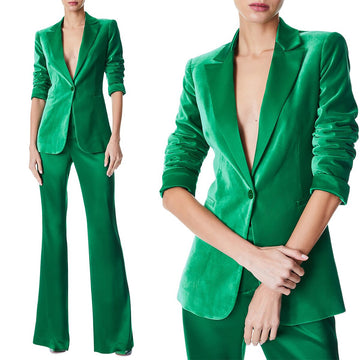 Soft Velvet Green Women Pants Suits For Wedding Mother of the Bride Suit Evening Party Blazer 2 Pieces