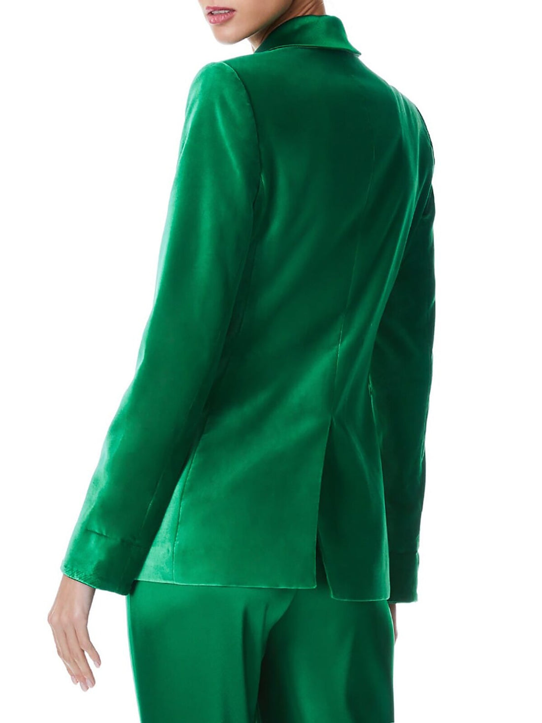 Traje de pantalón de terciopelo verde suave para mujer, para boda, madre de la novia, traje de fiesta de noche, blazer, 2 piezas 