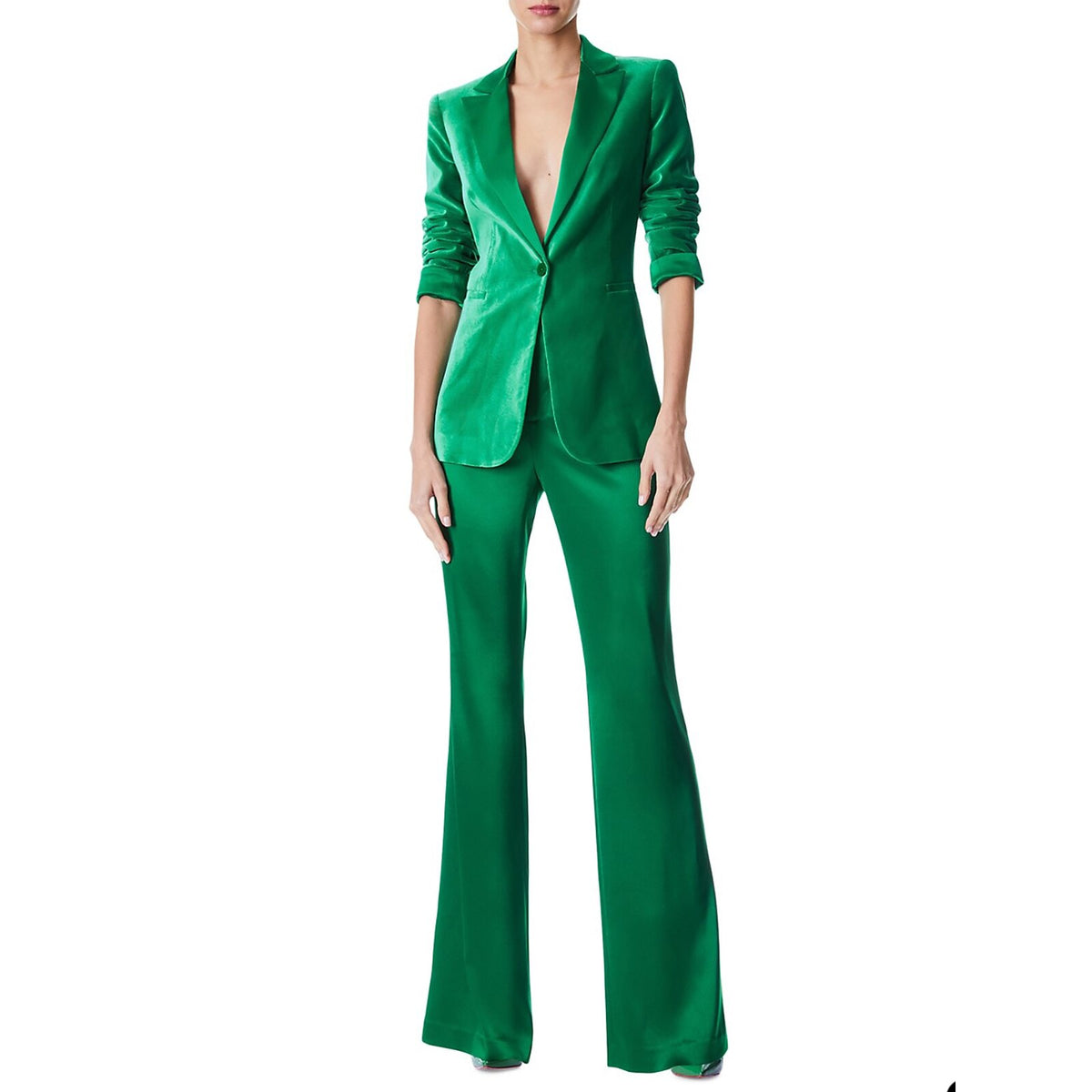 Costume 2 pièces en velours vert doux pour femme, costume de soirée pour mère de la mariée, blazer 