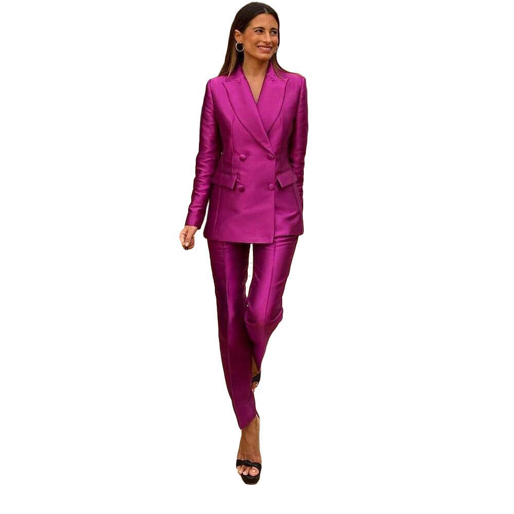 Smoking de mariage croisé pour femme, tenue de soirée, veste et pantalon, pour mère de la mariée 