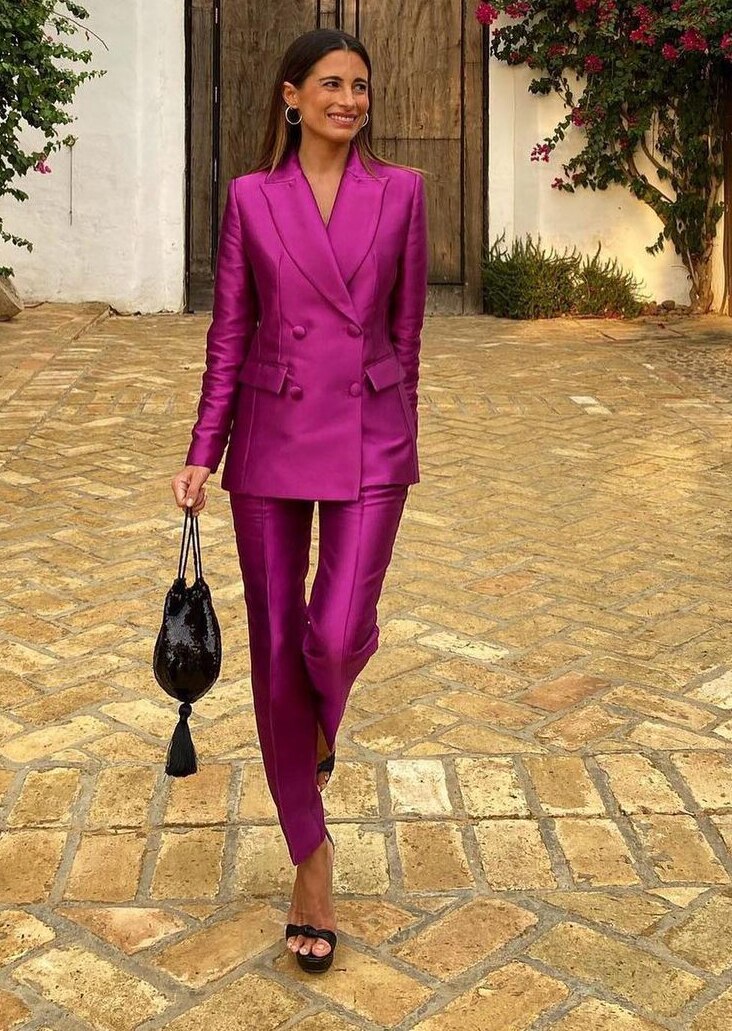 Smoking de mariage croisé pour femme, tenue de soirée, veste et pantalon, pour mère de la mariée 