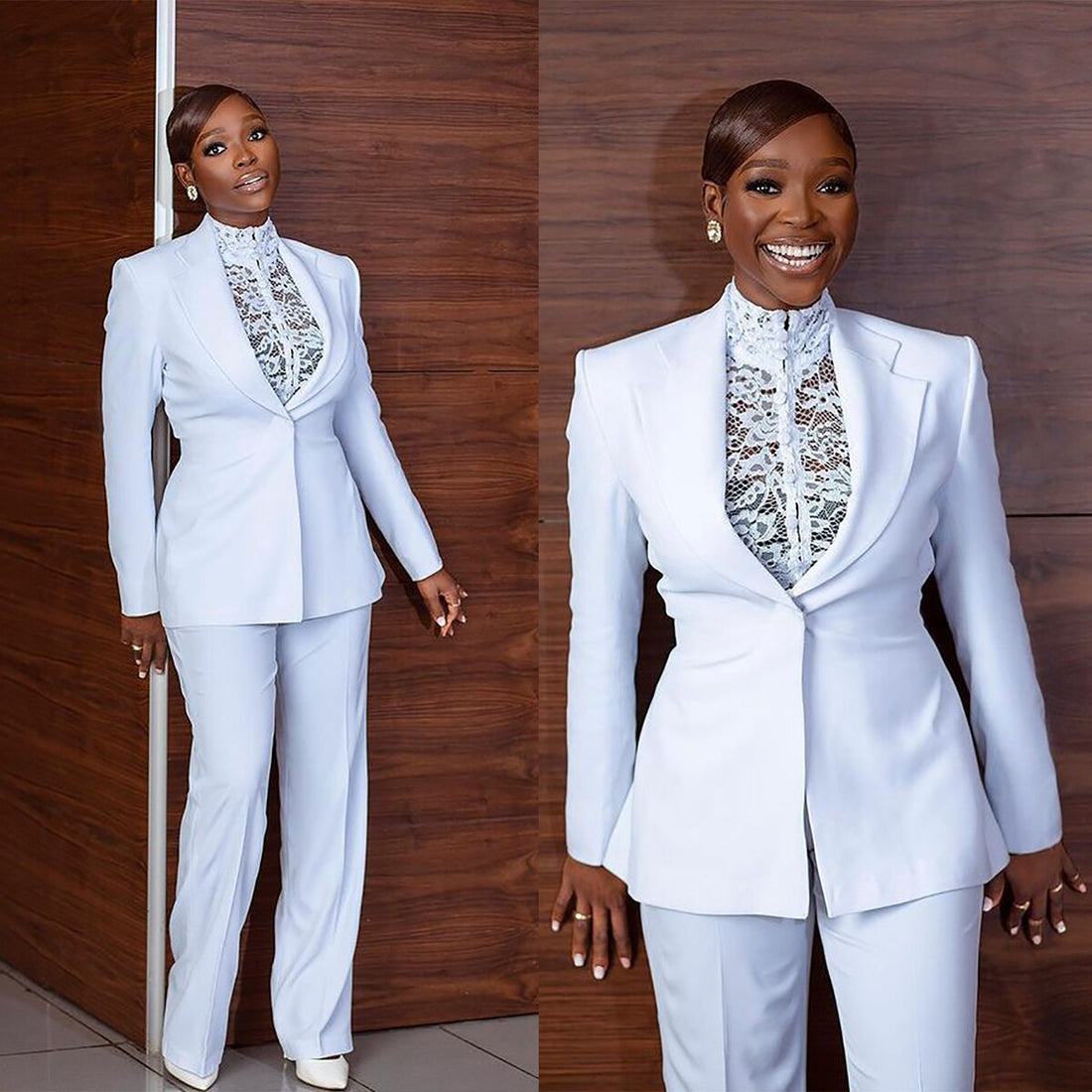 Trajes de pantalón blanco para mujer para boda, corte entallado, para madre de la novia, para fiesta de noche, blazer, ropa para invitados, 2 piezas 