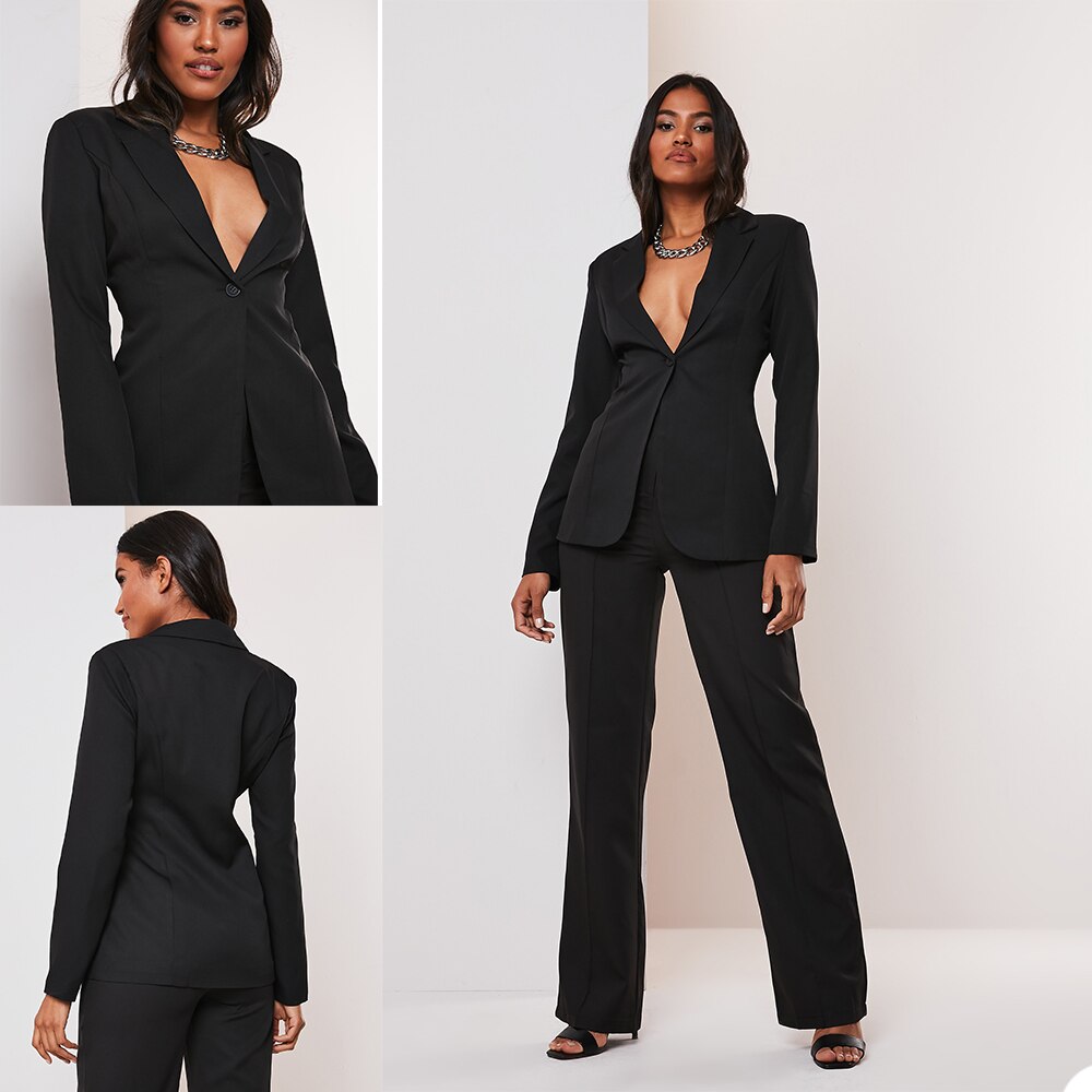 Esmoquin de mujer para novia, alfombra negra, para ocio, para madre de la novia, traje de pantalón de boda, corte entallado, para fiesta de noche, graduación, 2 piezas 