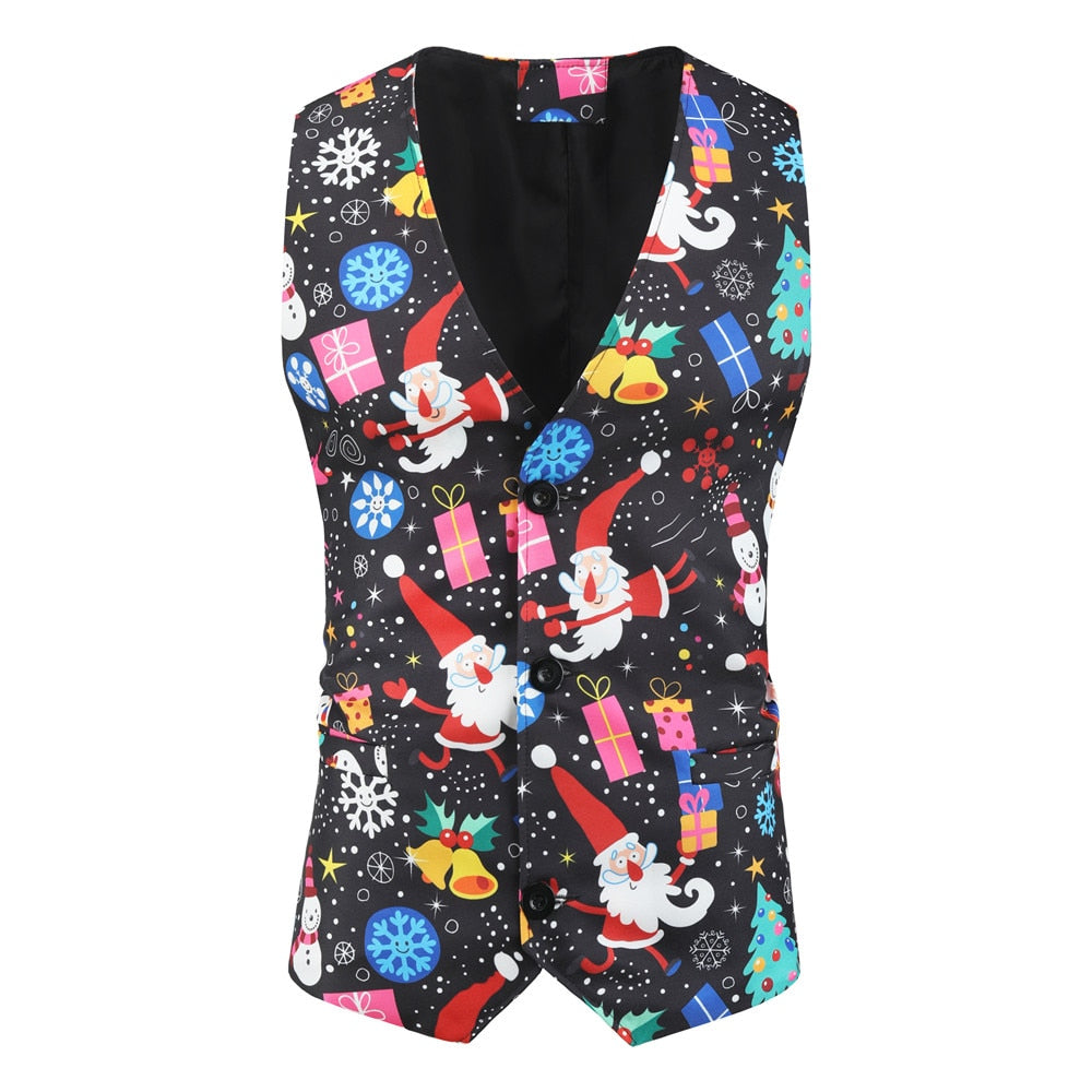 Traje de boda entallado para hombre, 3 piezas, estampado navideño, para fiesta, primavera y otoño 
