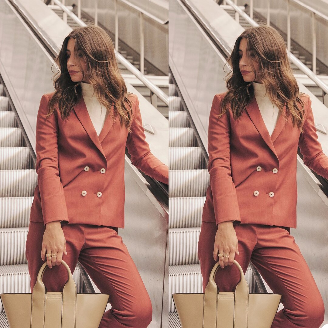 Blazer croisé à manches longues pour femme, tenue de bureau décontractée, soirée, mariage (veste + pantalon) 