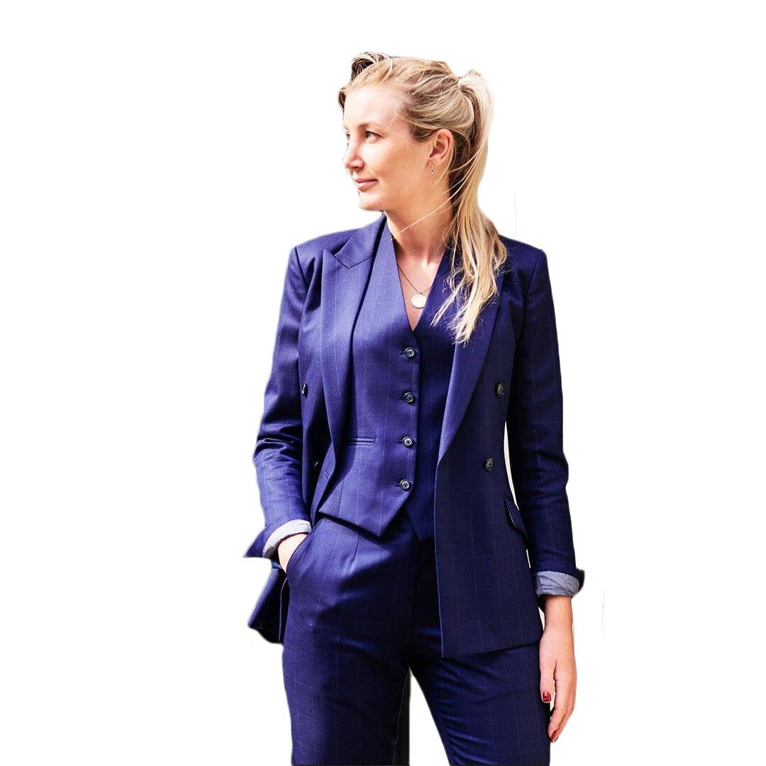 Blazer Suits 3 Pieces Check Plaid Long Sleeve Pants Outfits Evening Party Wedding Formal Jacket