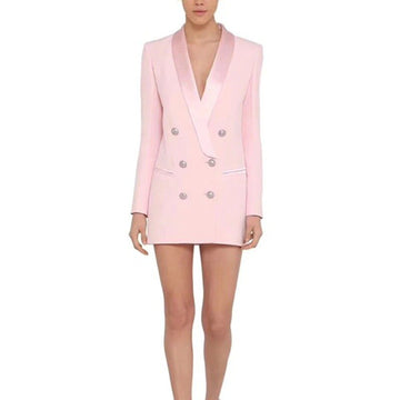 Street Shot Hot Pink Blazer Suits Long Sleeve Double Breasted Formal Outfits Evening Party Wedding Only One Jacket