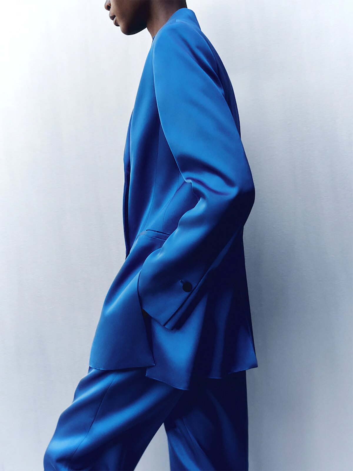 Trajes de pantalón para mujer, holgados, de ocio, azules, para boda, graduación, fiesta de noche, pierna ancha, 2 piezas 