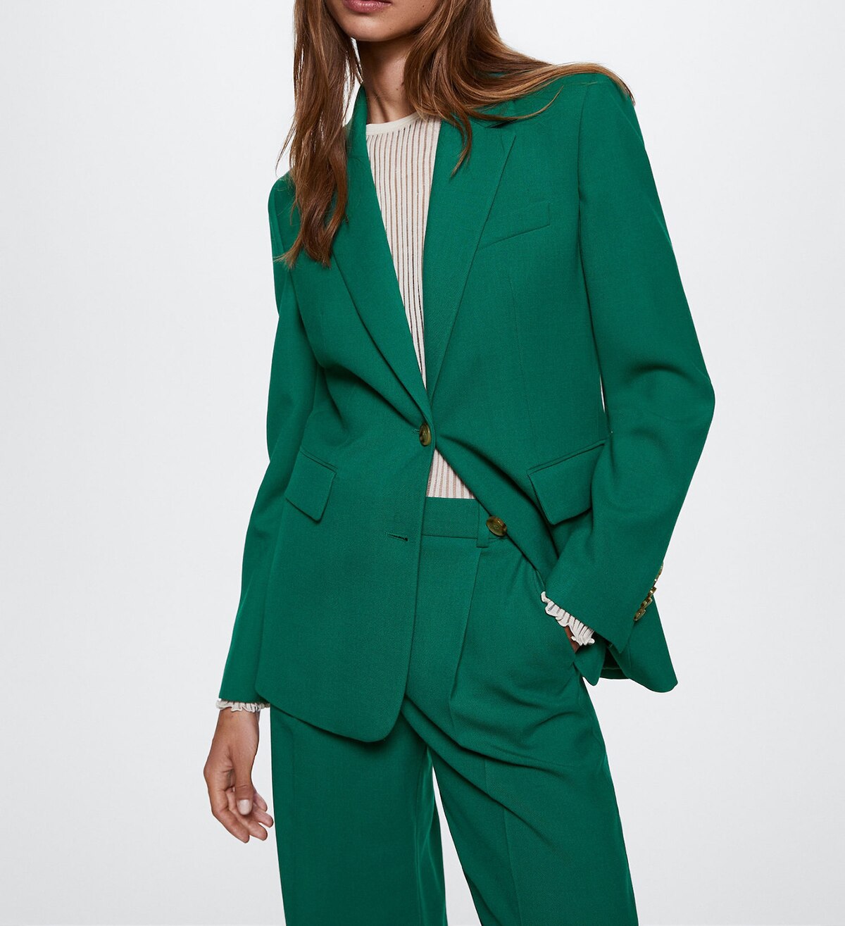Street Style Women Pants Suits Loose Leisure Green Wedding Tuxedos Prom Evening Party Wide Leg Wear 2 Pieces