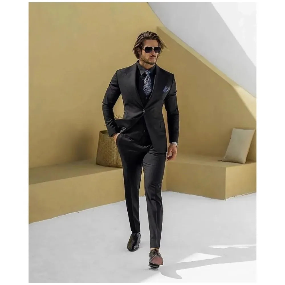 Street Wear Men Suits Wedding Groom Prom Costume Homme terno Slim Fit 2 Pcs Tailored Made Blazer Jacket+Pants