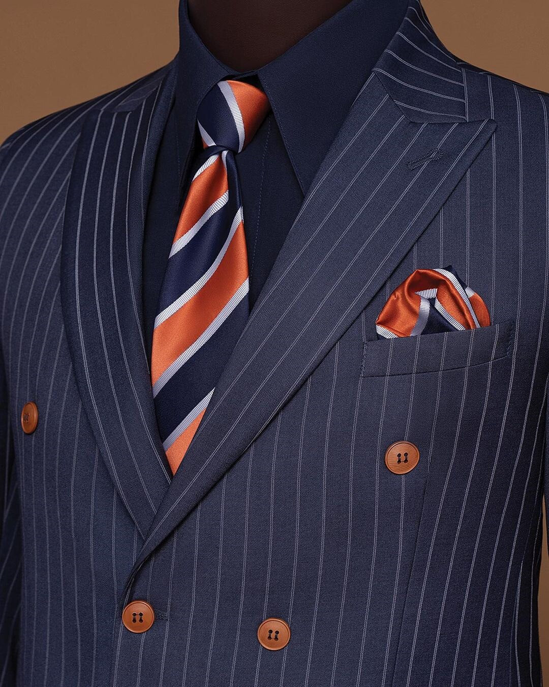 Costumes à rayures pour hommes avec veste croisée deux pièces pantalon sur mesure de créateur fête marié mariage occasion formelle 