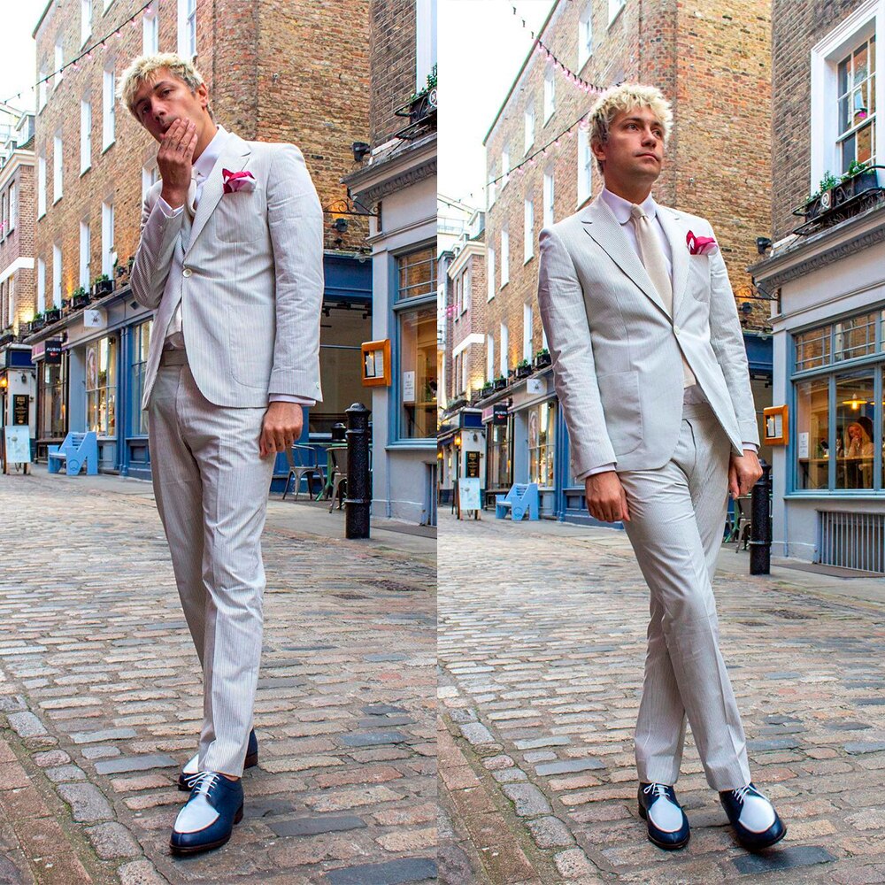 Costume à rayures pour homme, un bouton, sur mesure, deux pièces, veste et pantalon, costume de créateur pour occasion formelle 