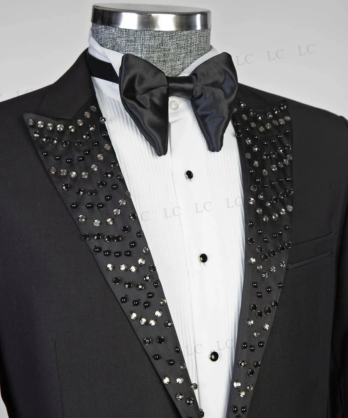 Costume smoking élégant pour homme, 2 pièces, blazer, pantalon, un bouton, diamants, perles, blazer, soirée, mariage, marié, grande taille, sur mesure