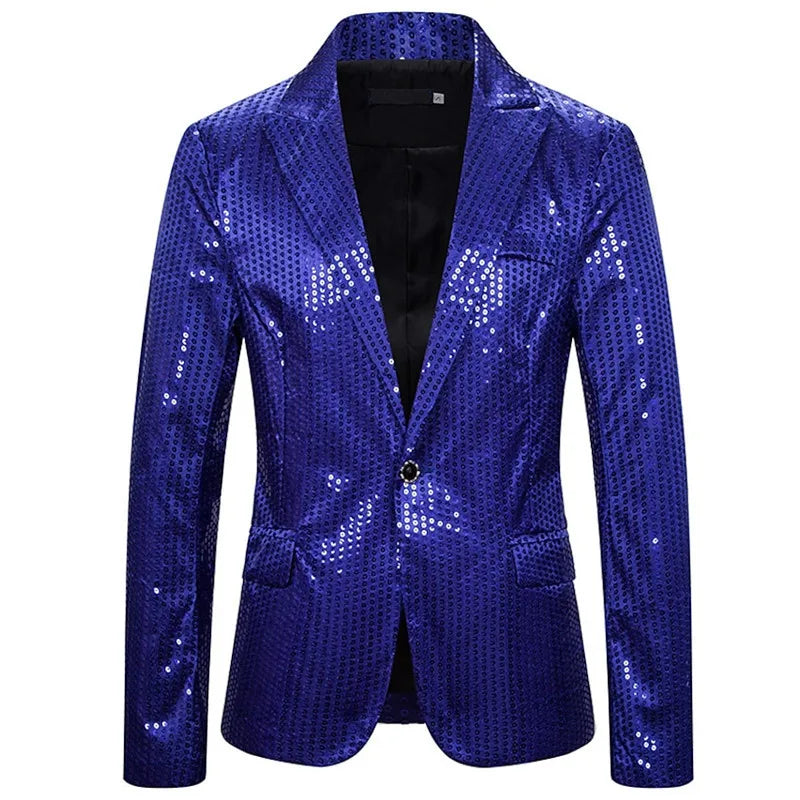 Suits for Men Casual 3D Digital Printing Blazers Single Button Party Stage Nightclub Shiny Cool Performance Red Gold Suits