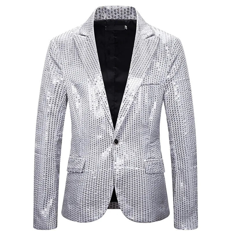 Suits for Men Casual 3D Digital Printing Blazers Single Button Party Stage Nightclub Shiny Cool Performance Red Gold Suits