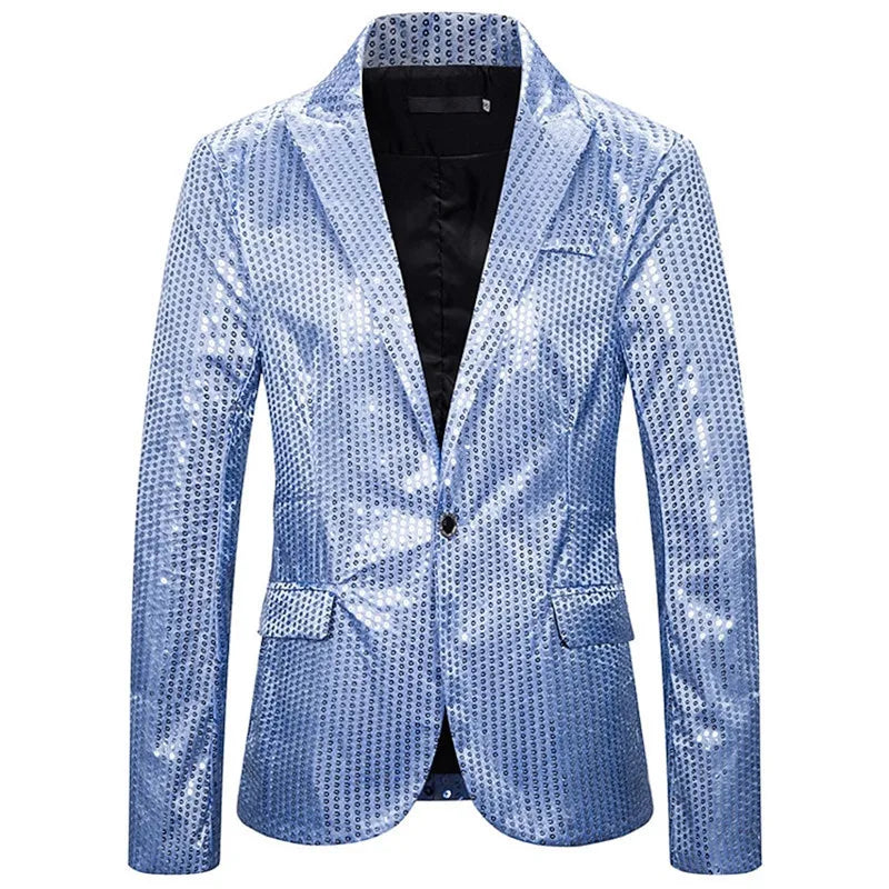 Suits for Men Casual 3D Digital Printing Blazers Single Button Party Stage Nightclub Shiny Cool Performance Red Gold Suits