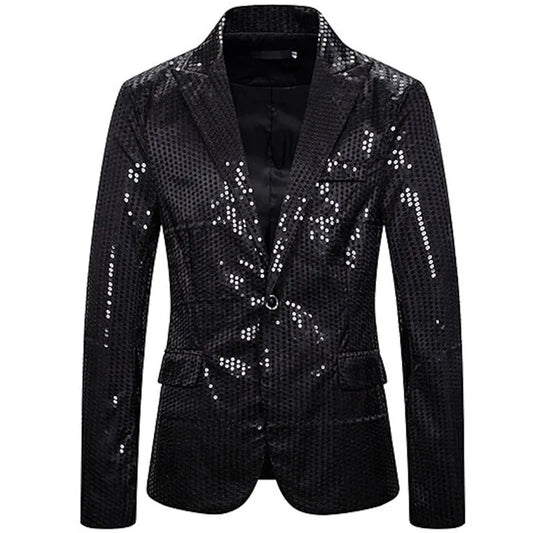 Suits for Men Casual 3D Digital Printing Blazers Single Button Party Stage Nightclub Shiny Cool Performance Red Gold Suits