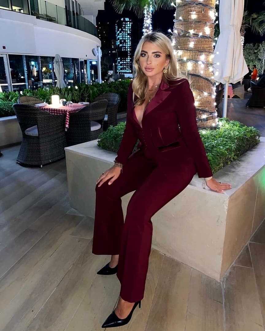 Summer Burgundy Mother of the Bride Suits Slim Fit V Neck Office Lady Wide Pants Suit Prom Party Wedding (Jacket+Pants)
