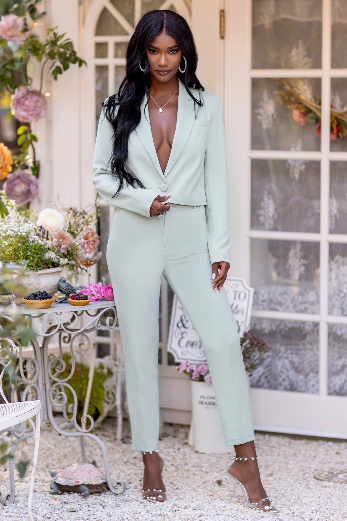 Pantalones de verano de color caramelo para mujer, trajes de celebridad para fiesta de noche, blazer, pantalones acampanados ajustados, 2 piezas 