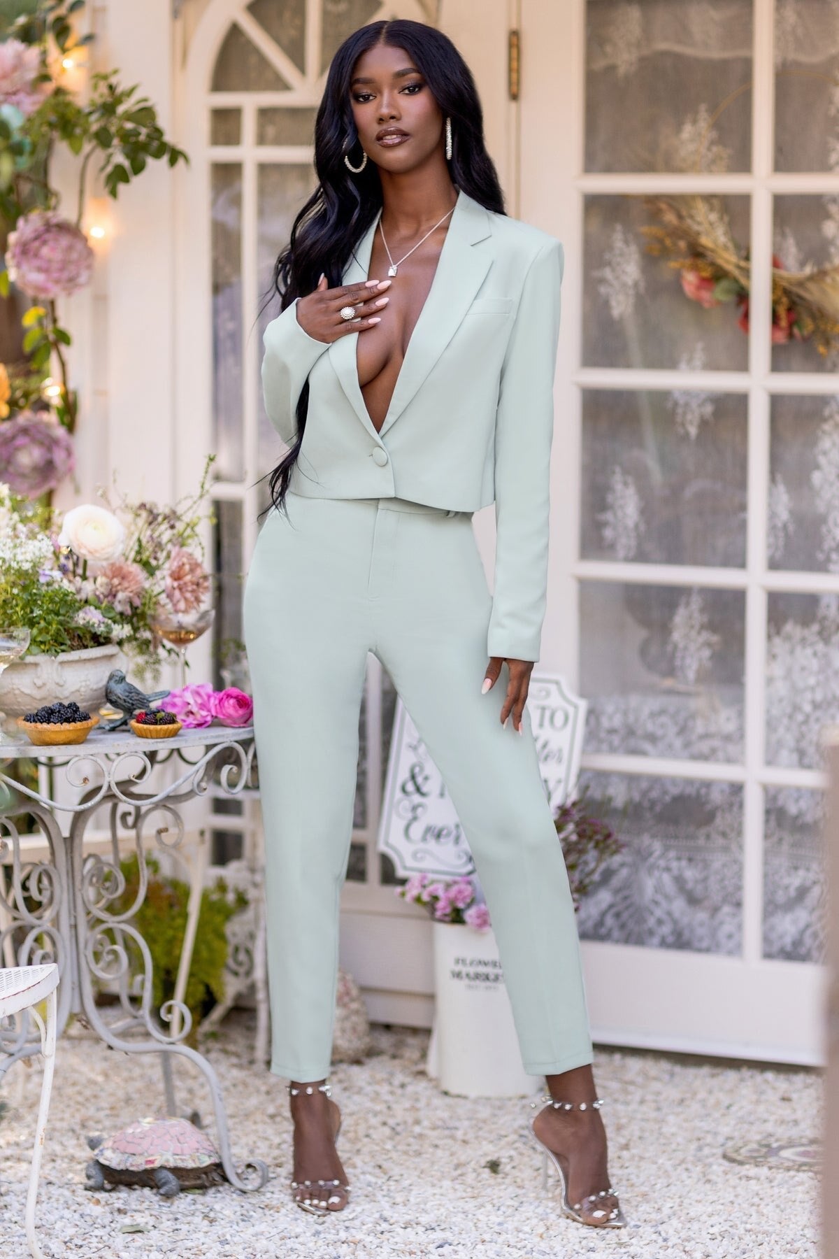 Pantalones de verano de color caramelo para mujer, trajes de celebridad para fiesta de noche, blazer, pantalones acampanados ajustados, 2 piezas 