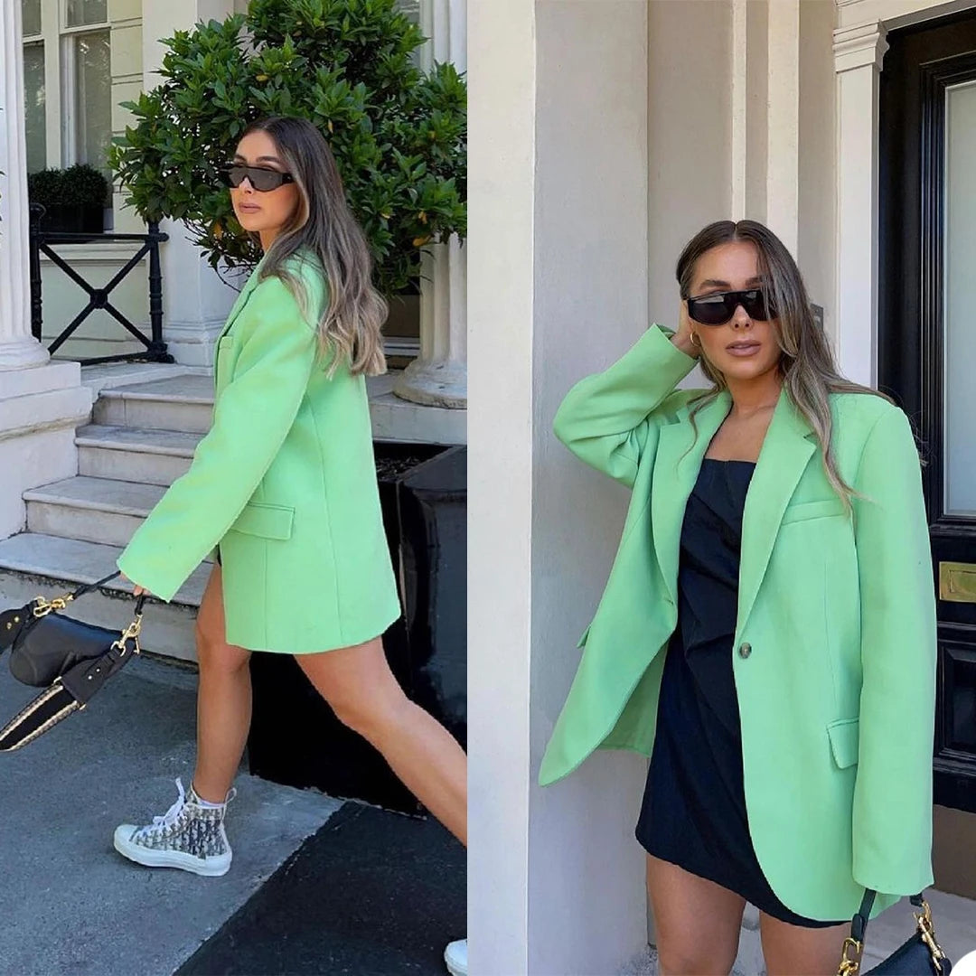 Blazer d'été élégant pour femme, veste à revers cranté, un bouton, sur mesure, 1 pièce, décontracté, manches longues, formel
