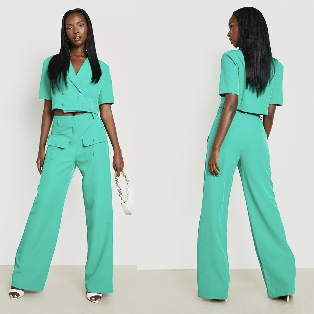 Summer Green Women Suits Sets Custom Made 2 Pcs Blazer Pants Formal Party Prom Dress