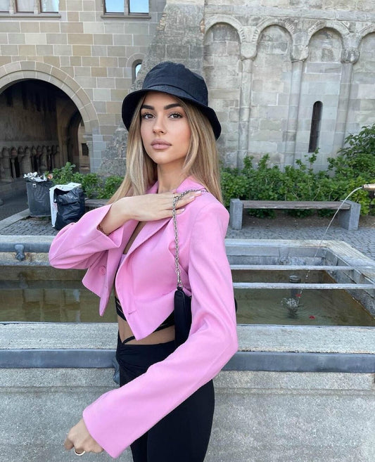 Summer Leisure Customized Women Jacket Pink Short Coat Wear Prom Party Business Blazer Only One Piece