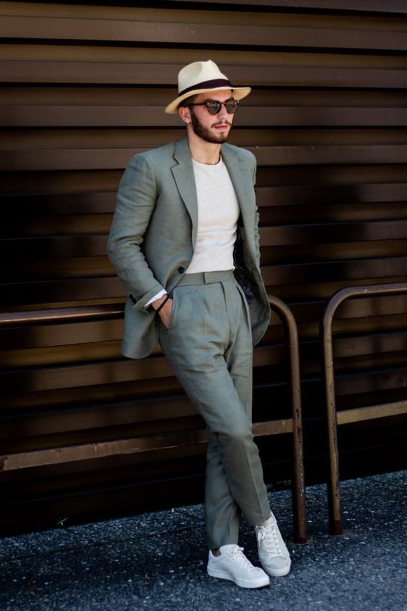 Summer Leisure Style men Pants Suits One Button Groom Best Man Coat Business Wedding Blazer Tuxedos Custom Made 2 Pieces