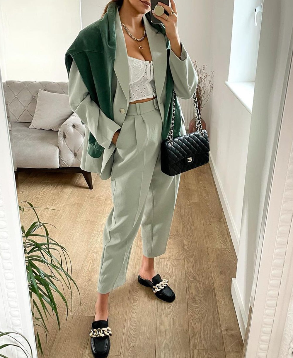Summer Linen Mother of the Bride Pants Suits Plus Size Lady Oversize Blazer Trousers Set Wedding Wear 2 Pieces (Jacket+Pants)