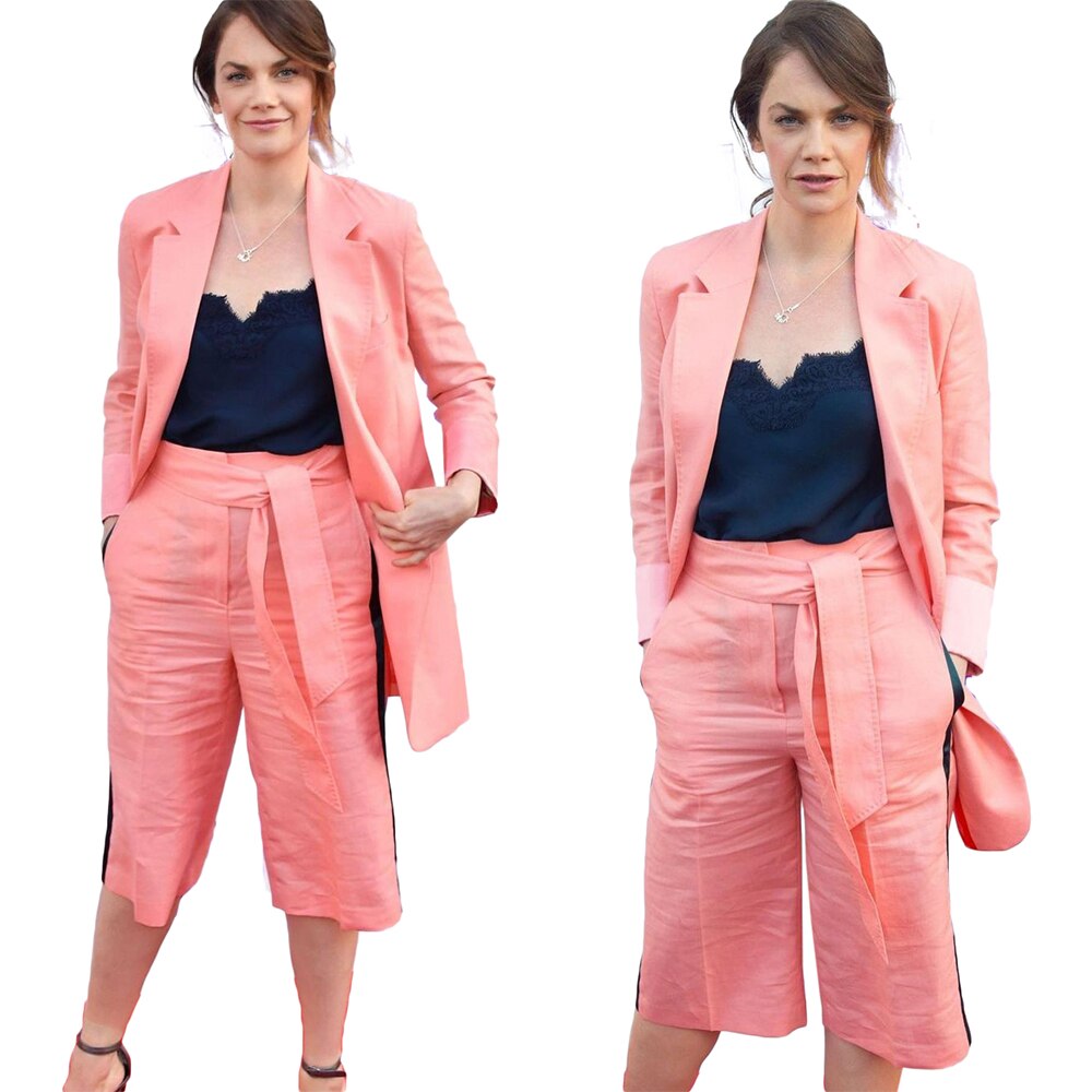 Ensemble deux pièces blazer et pantalon en lin pour femme, tenue de bureau, de loisirs, ample, sur mesure, avec pantalon crayon, tenue formelle