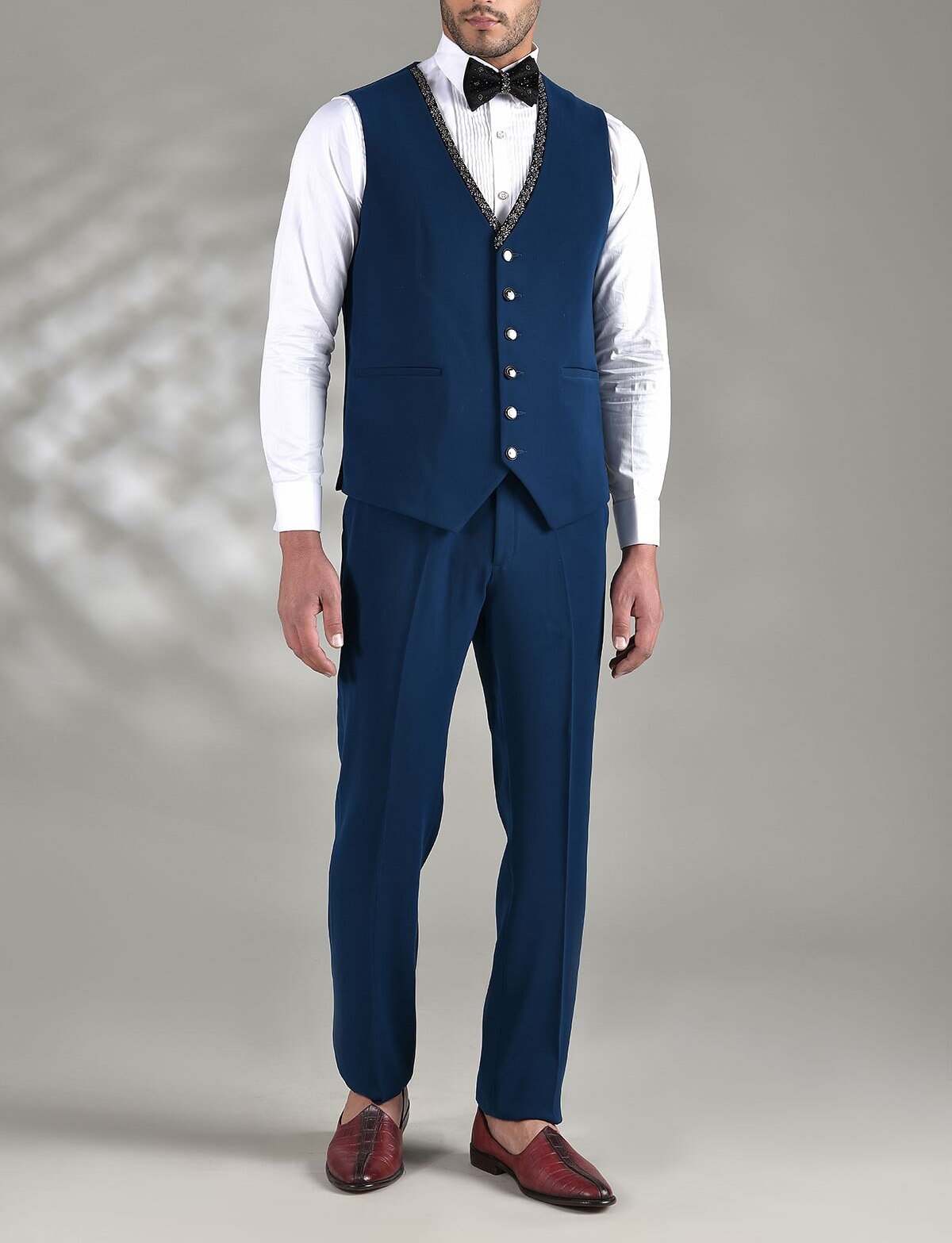 Esmoquin azul marino de verano para hombre, con cuentas, chal y solapa, a medida, para fiesta de novio, graduación, abrigo, traje de negocios, 3 piezas 
